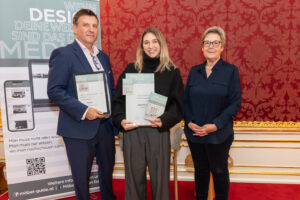 Im Bild v.l.n.r.: Michael Stein (Herausgeber/Verleger medianet), Lena Mittelberger (Conceptlicht), Anna M. Del Medico (Autorin)